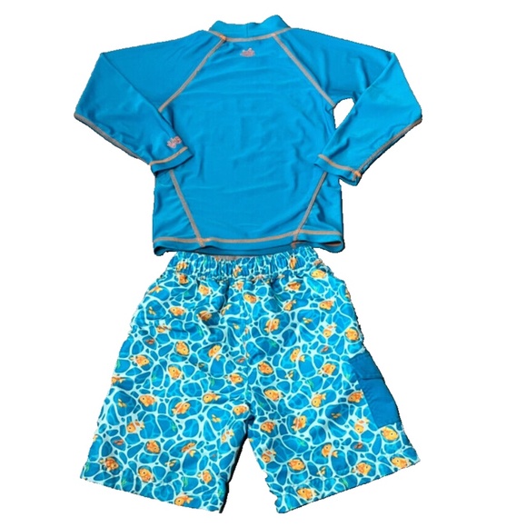 UV Skinz Boys Matching Snorkle Rash Guard Top, Fish Swim Trunks & Hat Size 7 - Picture 11 of 13